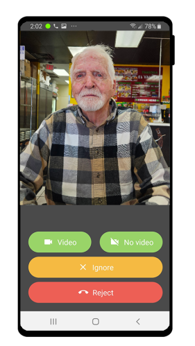 Mobile application video phone voice senior aging hospital rehab assisted living dementia